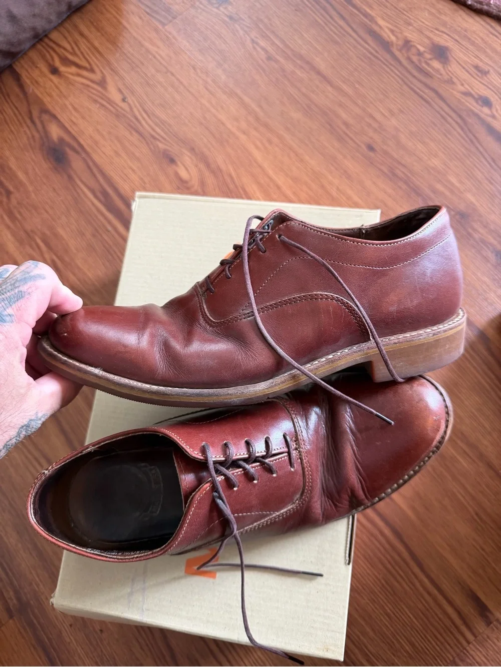 Men's Brown Leather Derby Shoes - Classic Lace-Up made is USA SZ 7